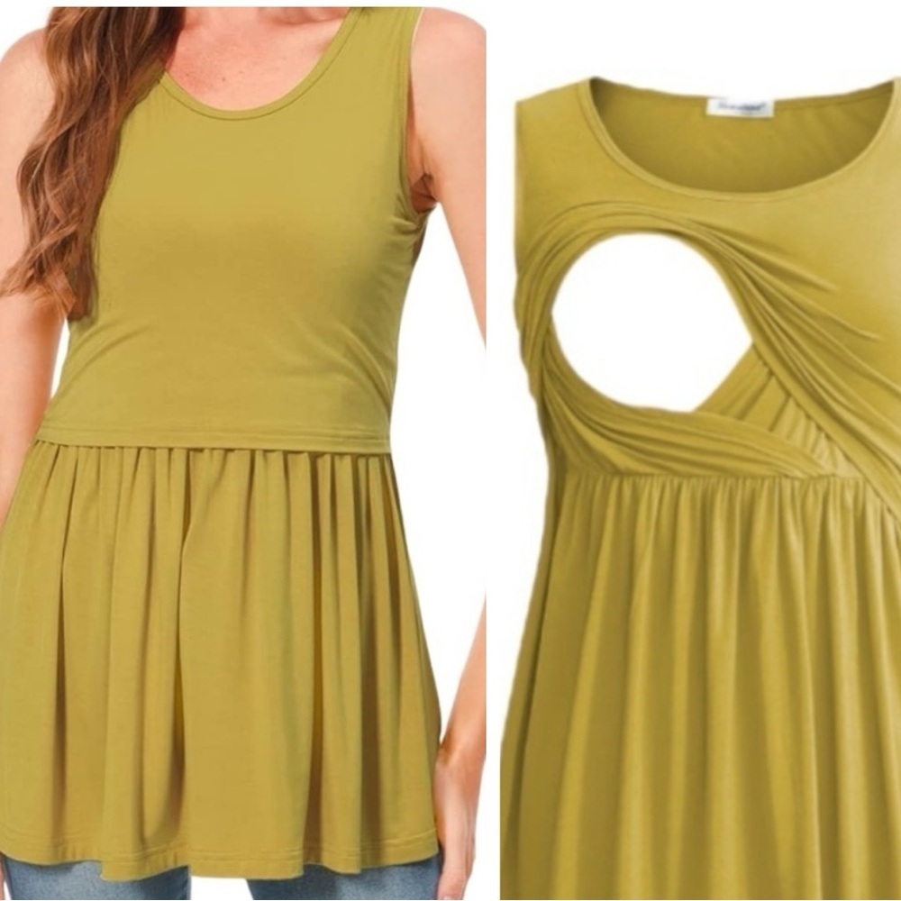 Bearsland Sleeveless Maternity Tank Tops Breastfeeding Nursing Yellow